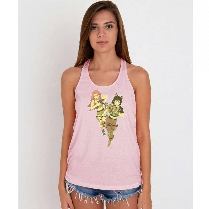 Anime Girl Soldiers Women's Knotted Racerback Tank