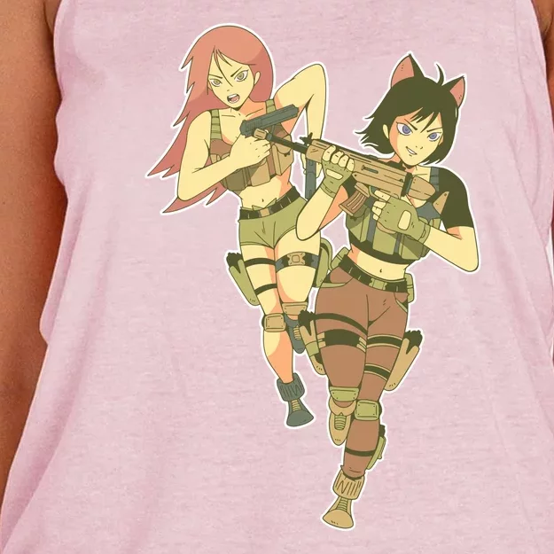 Anime Girl Soldiers Women's Knotted Racerback Tank