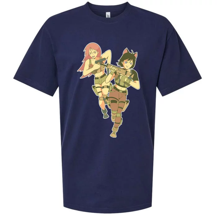 Anime Girl Soldiers Sueded Cloud Jersey T-Shirt