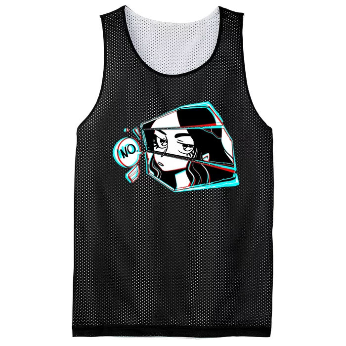 Anime No Eyes Broken Glass Mesh Reversible Basketball Jersey Tank