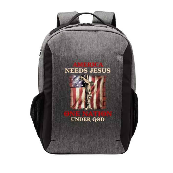 America Needs Jesus One Nation Under God American Flag Gift Vector Backpack