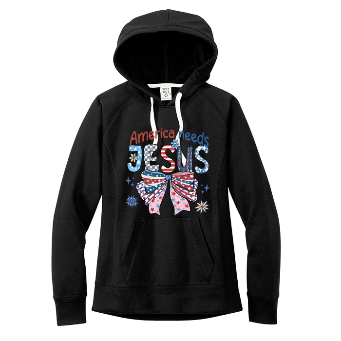 America Needs Jesus 4th Of July Women's Fleece Hoodie