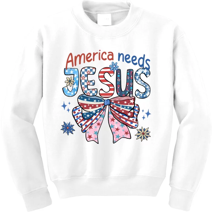 America Needs Jesus 4th Of July Kids Sweatshirt