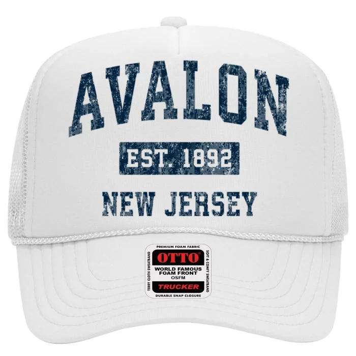 Avalon New Jersey Nj Vintage Sports High Crown Mesh Trucker Hat