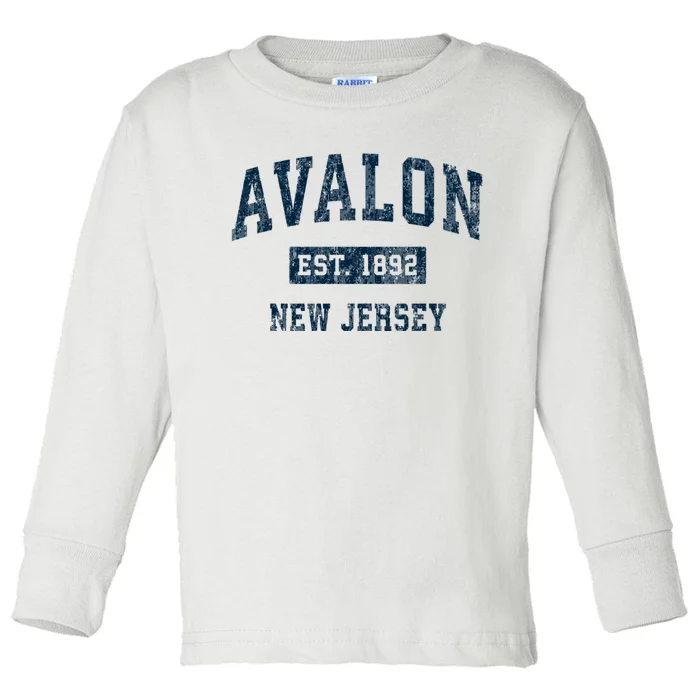 Avalon New Jersey Nj Vintage Sports Toddler Long Sleeve Shirt