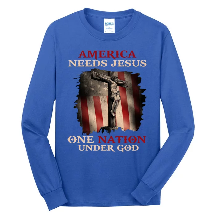 America Needs Jesus One Nation Under God Normal Isnt Coming Gift Tall Long Sleeve T-Shirt