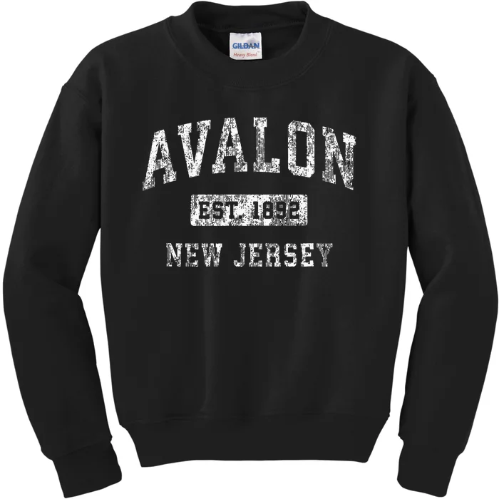 Avalon New Jersey Nj Vintage Established Sports Design Kids Sweatshirt