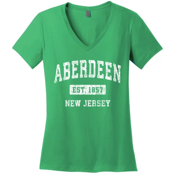 Aberdeen New Jersey Nj Vintage Sports Women's V-Neck T-Shirt