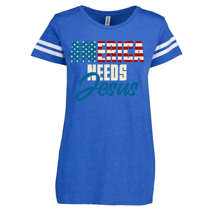 America Needs Jesus 4th Of July Faith Enza Ladies Jersey Football T-Shirt