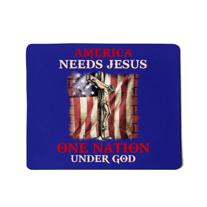 America Needs Jesus One Nation Under God American Flag Gift Mousepad