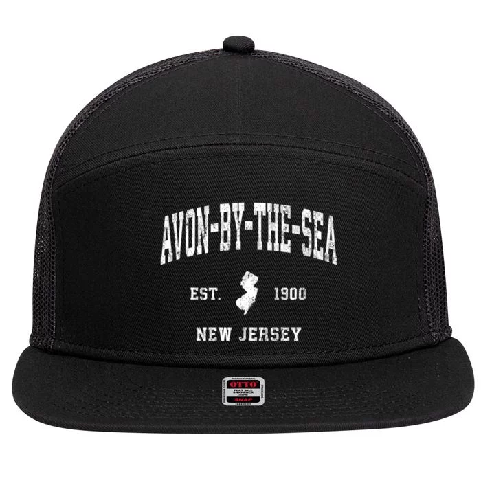 Avonbythesea New Jersey Nj Vintage Athletic Sports 7 Panel Mesh Trucker Snapback Hat