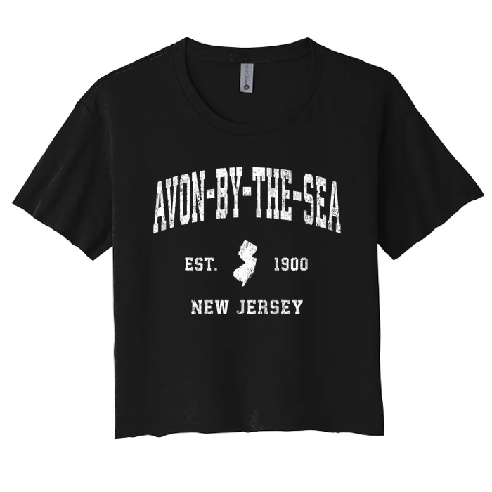 Avonbythesea New Jersey Nj Vintage Athletic Sports Women's Crop Top Tee