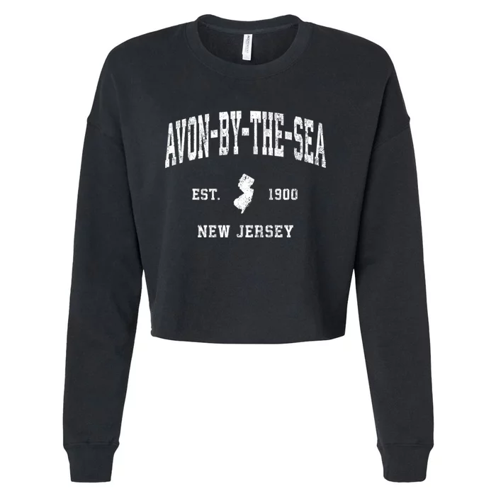 Avonbythesea New Jersey Nj Vintage Athletic Sports Cropped Pullover Crew