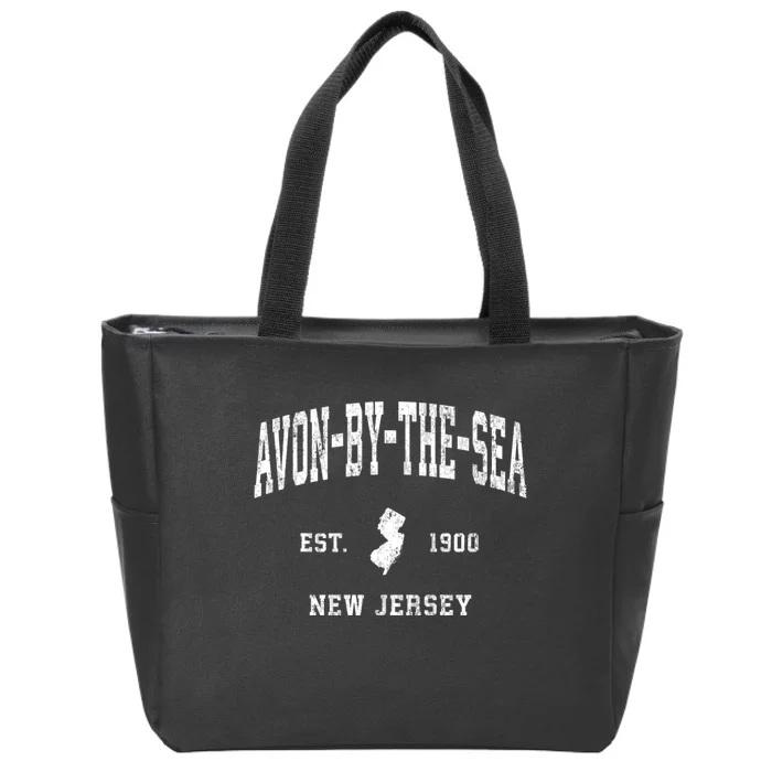 Avonbythesea New Jersey Nj Vintage Athletic Sports Zip Tote Bag