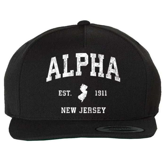 Alpha New Jersey Nj Vintage Athletic Sports Wool Snapback Cap