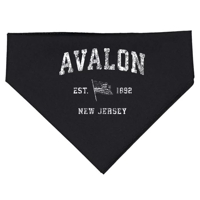 Avalon New Jersey Nj Vintage Us Flag Sports USA-Made Doggie Bandana