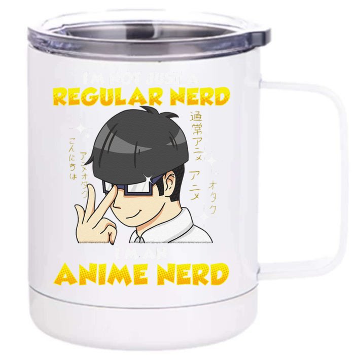 Anime Nerd Kawaii Chibi Otaku Manga With Glasses Front & Back 12oz Stainless Steel Tumbler Cup