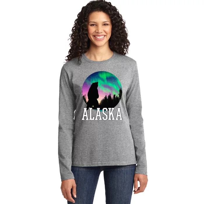 Alaska Nothern Lights Viewing Vacation Ladies Long Sleeve Shirt