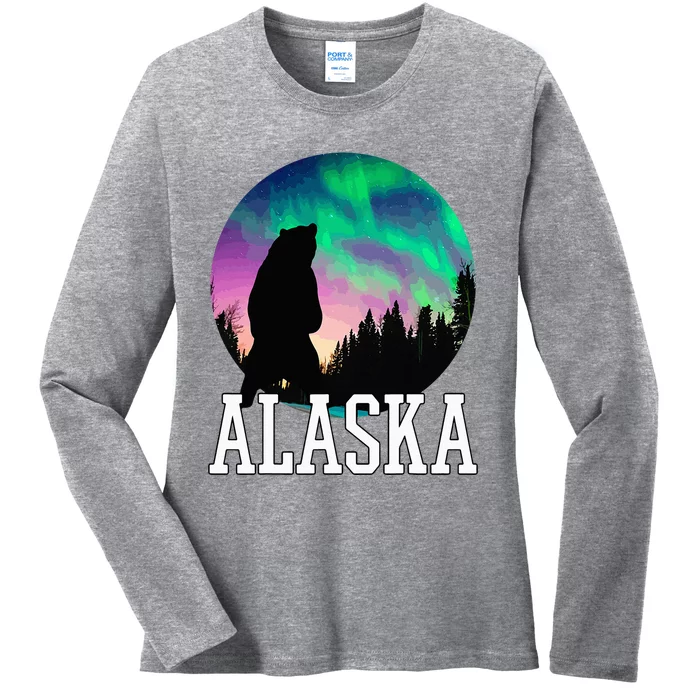 Alaska Nothern Lights Viewing Vacation Ladies Long Sleeve Shirt