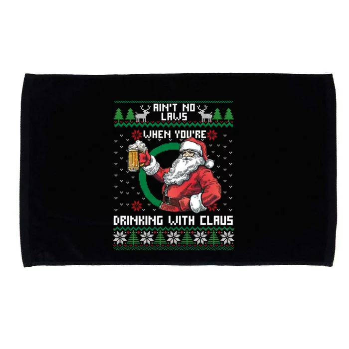 Aint No Laws When You're Ing With Claus Funny Christmas Meaningful Gift Microfiber Hand Towel