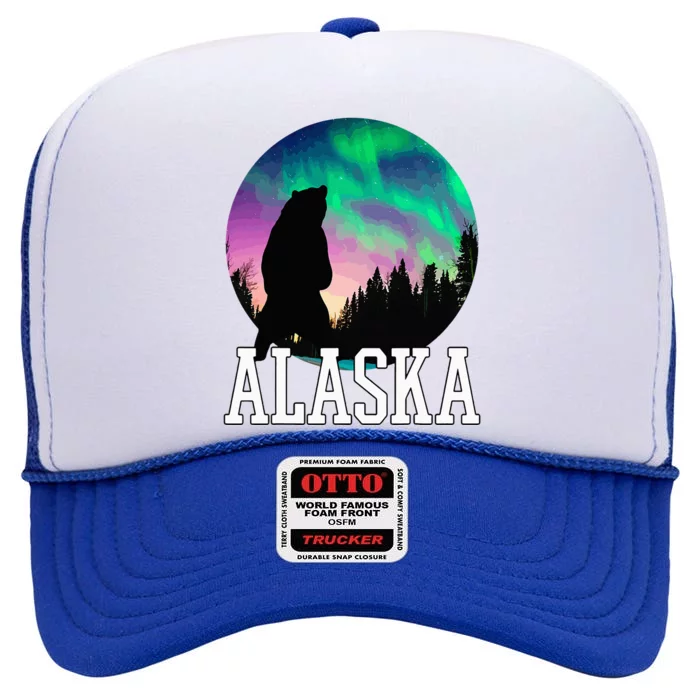 Alaska Nothern Lights Viewing Vacation High Crown Mesh Trucker Hat