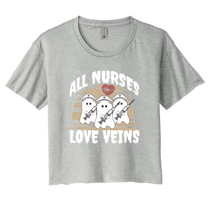 All Nurses Love Veins Vampire Gift Women's Crop Top Tee