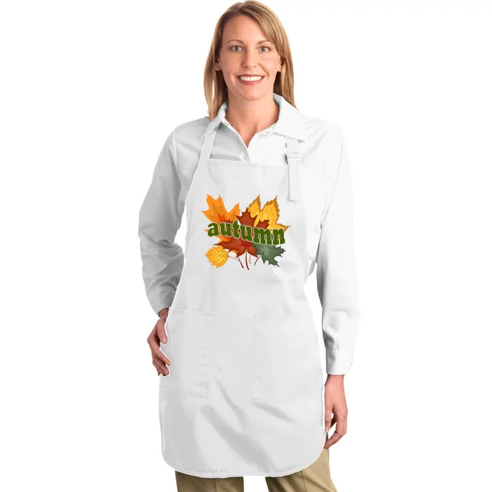 Autumn Nature Leaves Full-Length Apron With Pocket