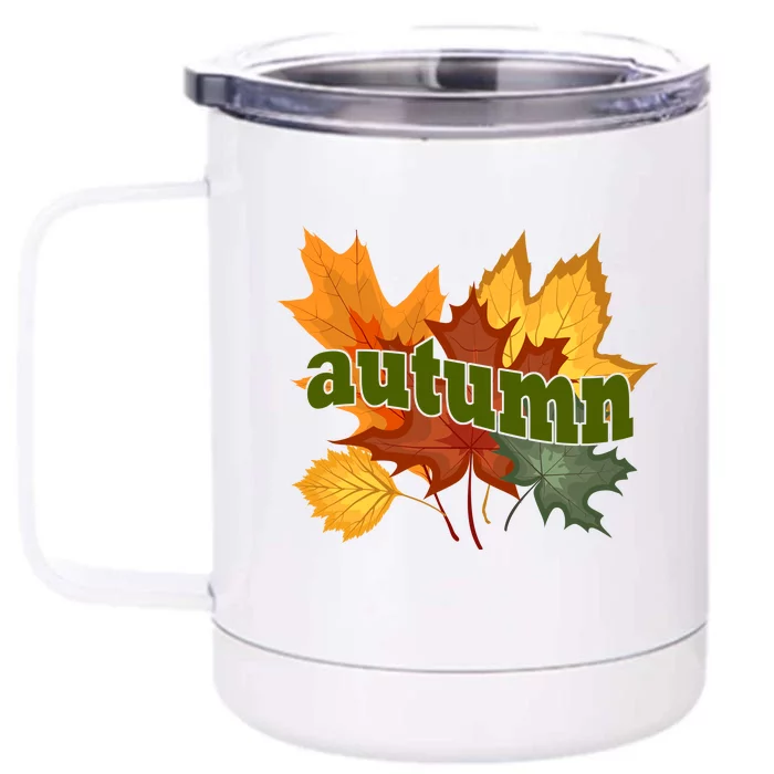 Autumn Nature Leaves Front & Back 12oz Stainless Steel Tumbler Cup