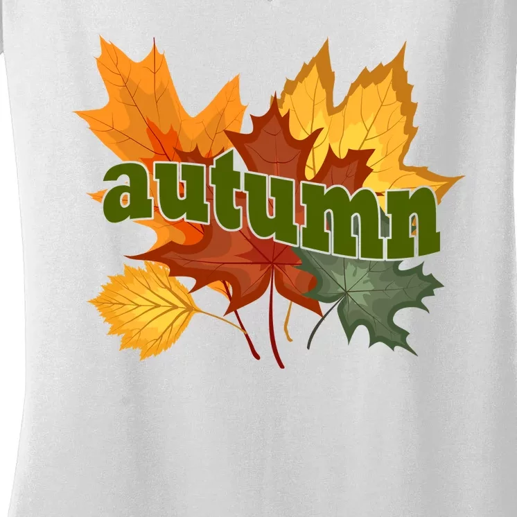 Autumn Nature Leaves Women's V-Neck T-Shirt