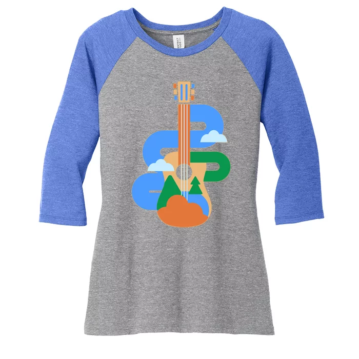 Abstract Nature Lover Guitar Women's Tri-Blend 3/4-Sleeve Raglan Shirt