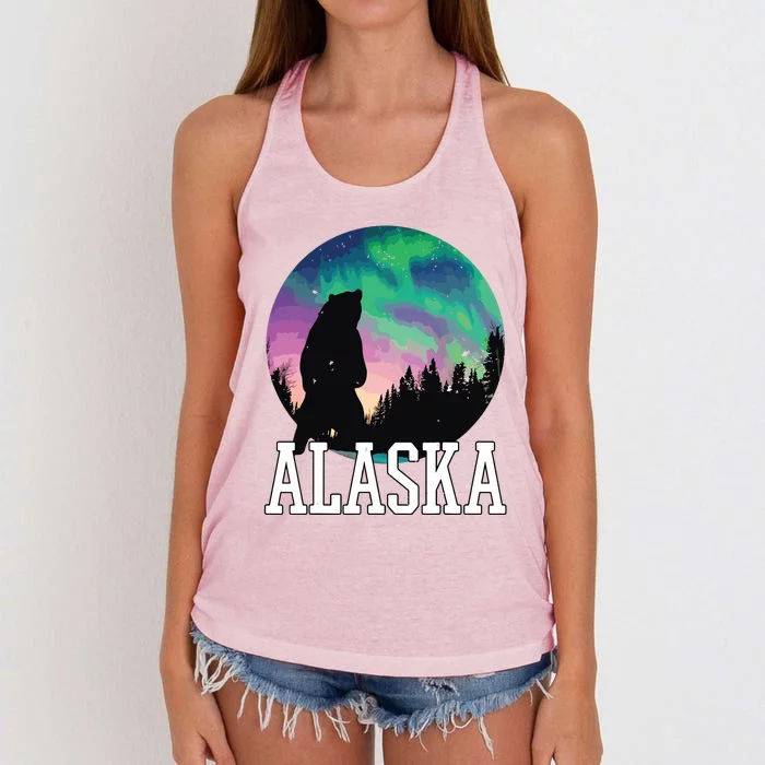 Alaska Nothern Lights Viewing Vacation Vintage Women's Knotted Racerback Tank