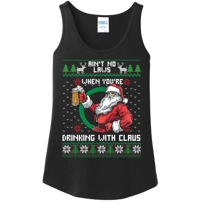 Aint No Laws When You're Drinking With Claus Funny Christmas Ladies Essential Tank