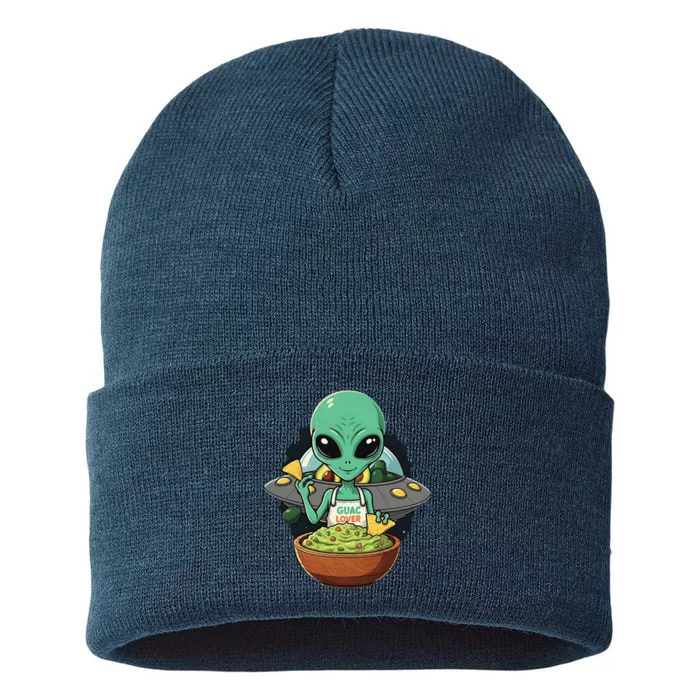 Alien Nation Loves Guacamole Ufo Alien Invasion Guac Lover Sustainable Knit Beanie