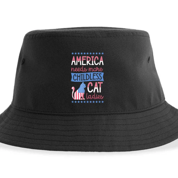 America Needs More Childless Cat Ladies Childless Sustainable Bucket Hat