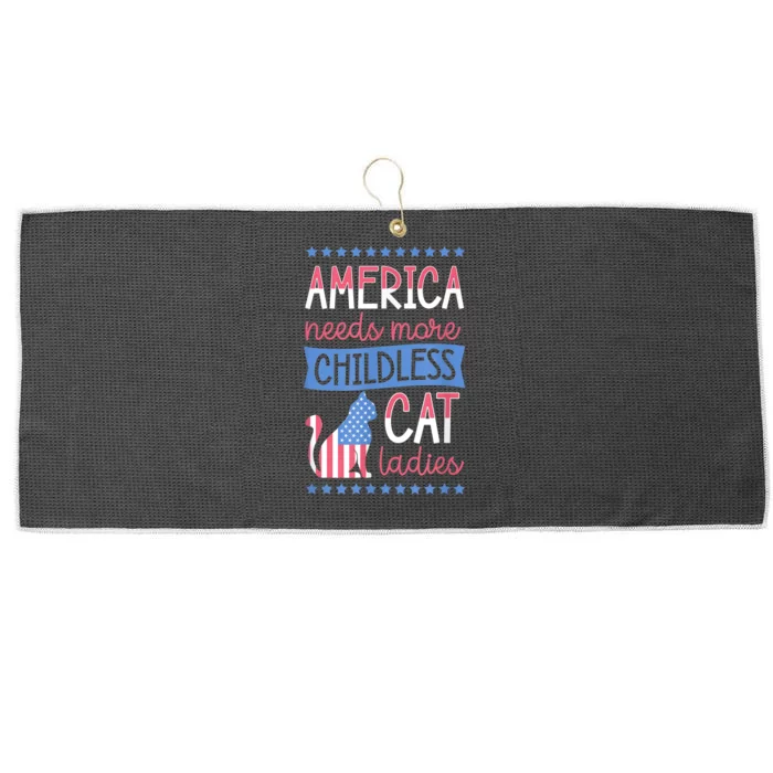 America Needs More Childless Cat Ladies Childless Large Microfiber Waffle Golf Towel