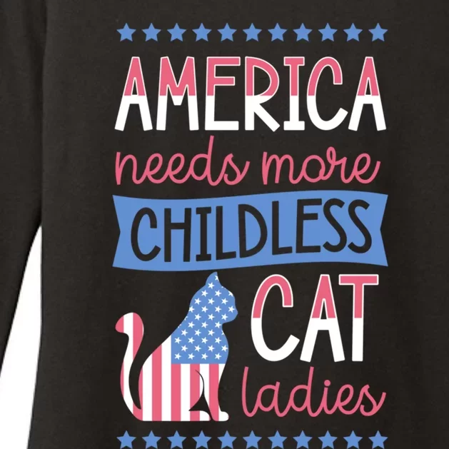 America Needs More Less Cat Ladies Less Cute Gift Womens CVC Long Sleeve Shirt