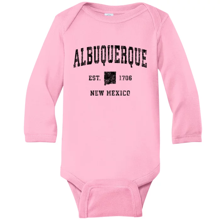 Albuquerque New Mexico Nm Vintage Athletic Sports Baby Long Sleeve Bodysuit