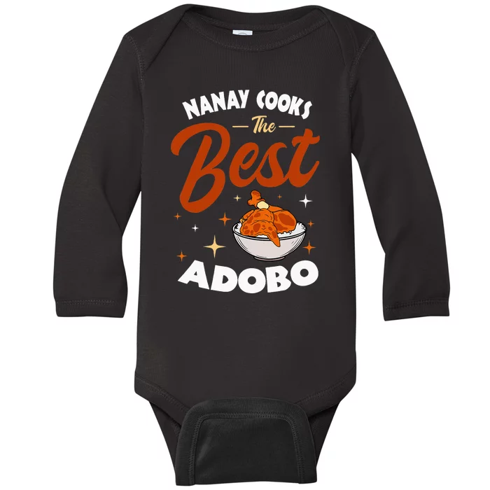 Adobo Nanay Mom Pinoy Chicken Rice Cuisine Mother's Day Baby Long Sleeve Bodysuit