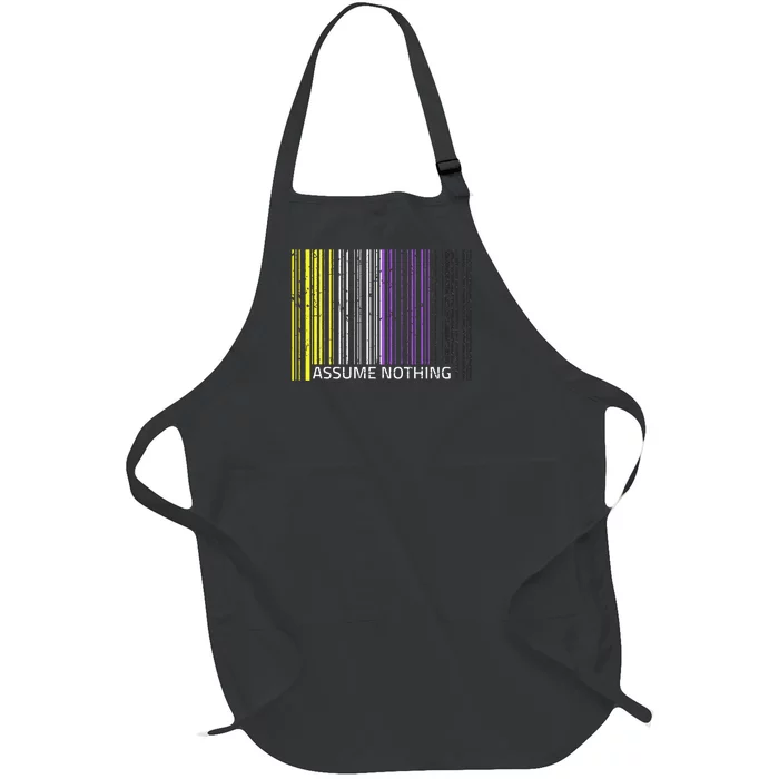 Assume Nothing Non Binary Flag Genderqueer Lgbtqia Pride Full-Length Apron With Pocket