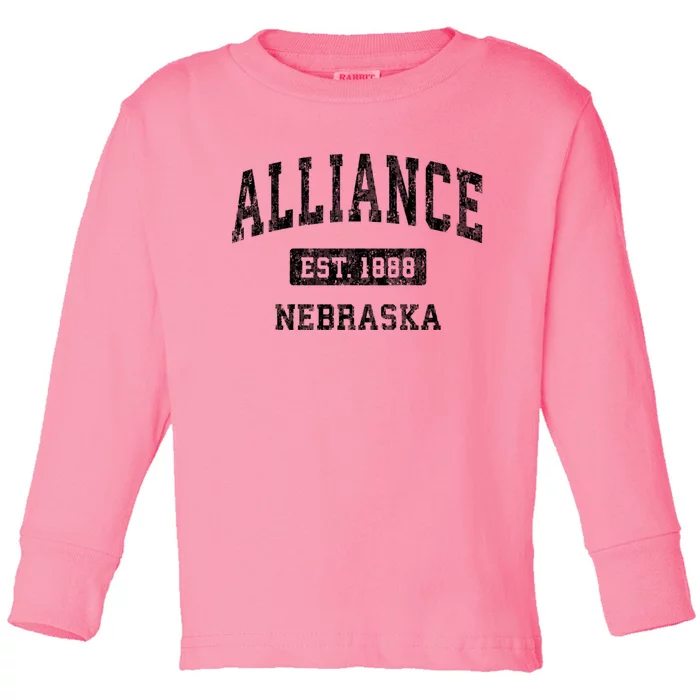 Alliance Nebraska Ne Vintage Sports Toddler Long Sleeve Shirt