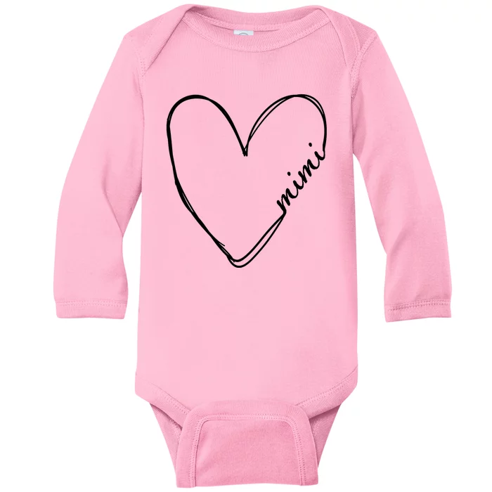 Announcement Grandparents New Mimi Heart Baby Long Sleeve Bodysuit