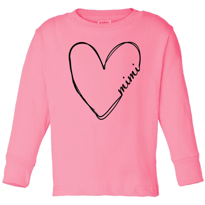 Announcement Grandparents New Mimi Heart Toddler Long Sleeve Shirt