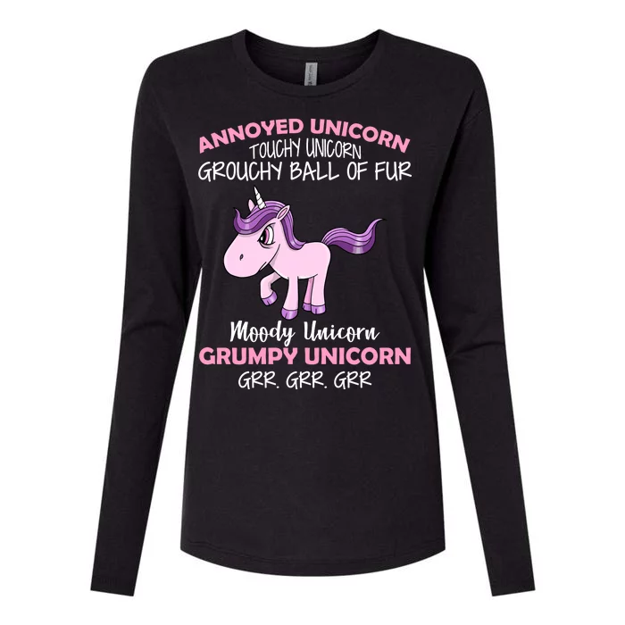 Annoyed Unicorn Funny Womens Cotton Relaxed Long Sleeve T-Shirt