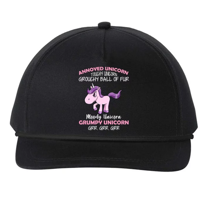 Annoyed Unicorn Funny Snapback Five-Panel Rope Hat