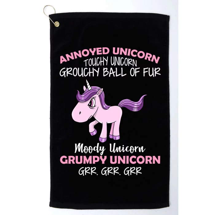 Annoyed Unicorn Funny Platinum Collection Golf Towel