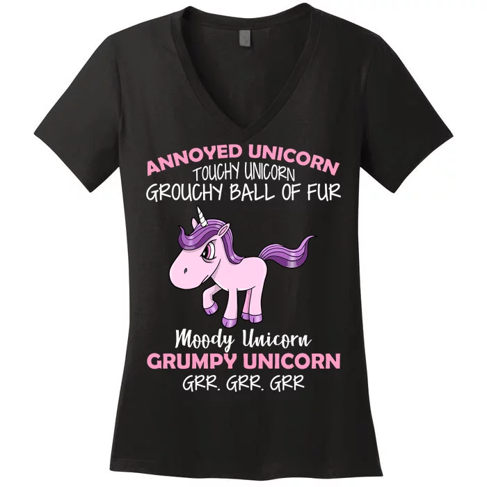 Annoyed Unicorn Funny Women's V-Neck T-Shirt