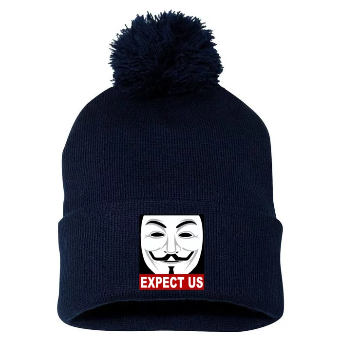 Anonymous Expect Us Internet Pom Pom 12in Knit Beanie