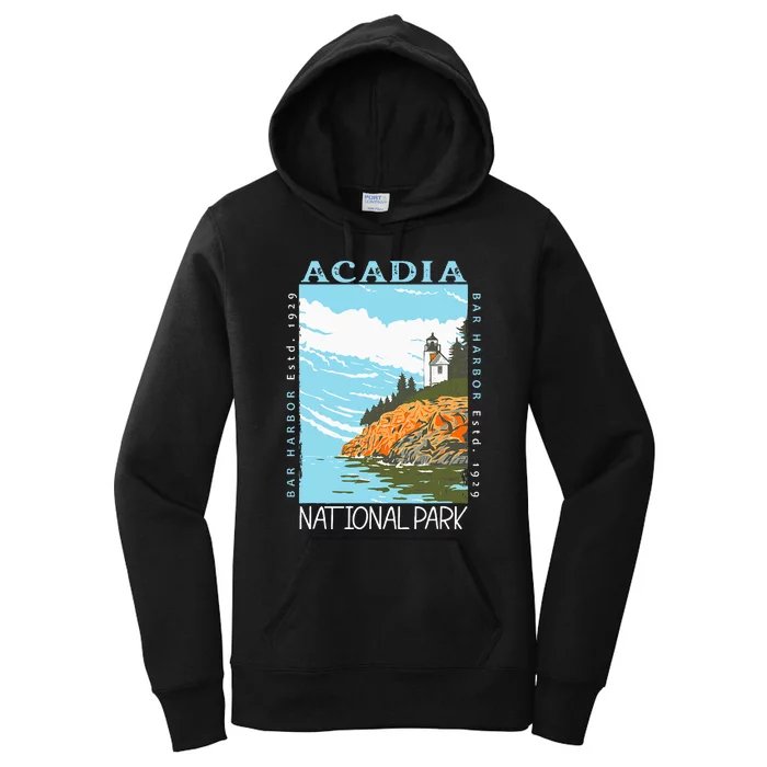 Acadia National Park Bar Harbor Maine Vintage Women's Pullover Hoodie