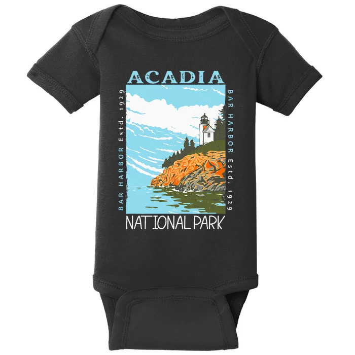 Acadia National Park Bar Harbor Maine Vintage Baby Bodysuit