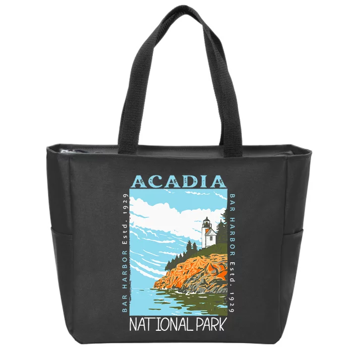 Acadia National Park Bar Harbor Maine Vintage Zip Tote Bag